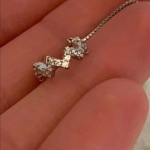 Sterling Silver Crystal Cuff Thread Earrings - Picture 4 of 4